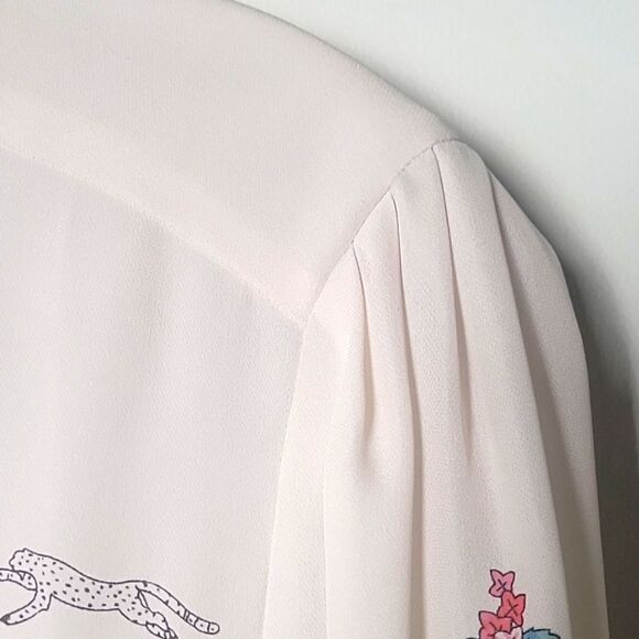 NWT Jeunesse XS Retro Printed Silk Button Front Top Blouse Modest Long Sleeve - Picture 9 of 16